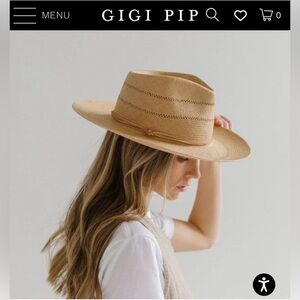 Gigi Pip - Arlo Honey Straw Teardrop Fedora hat - Size 57 (S/M)